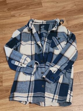 wonder nation Blue & Cream Plaid Button-Down Shirt